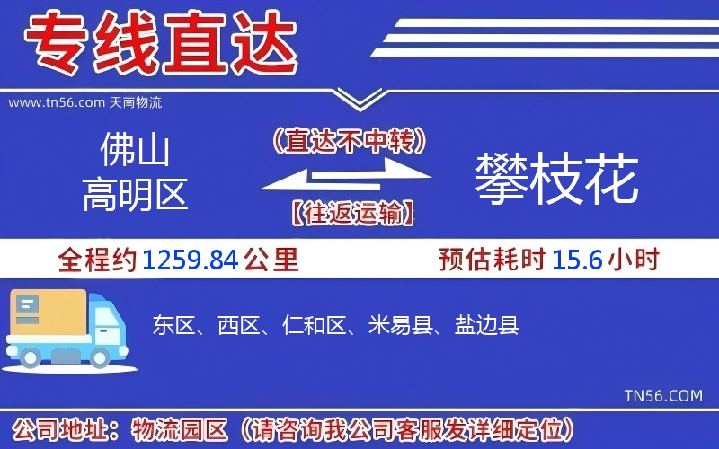 佛山高明区到攀枝花物流公司