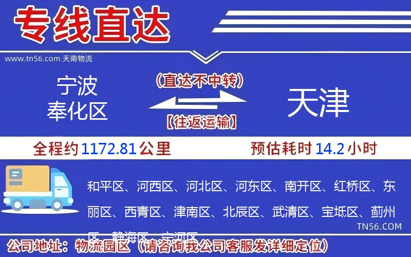 宁波奉化区到天津物流公司 宁波奉化区到天津物流公司