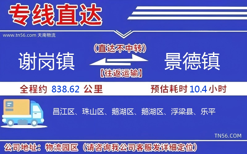 谢岗镇到景德镇物流公司 谢岗镇到景德镇物流公司
