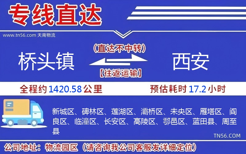 桥头镇到西安物流公司 桥头镇到西安物流公司