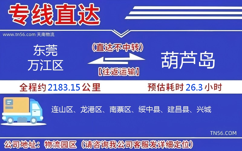东莞万江区到葫芦岛物流公司 东莞万江区到葫芦岛物流公司