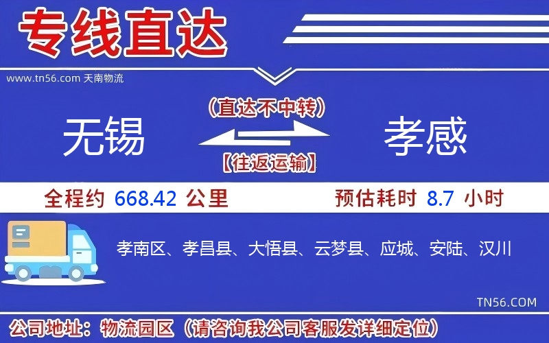 无锡到孝感物流公司 无锡到孝感物流公司