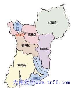 东莞到宿迁市物流地图